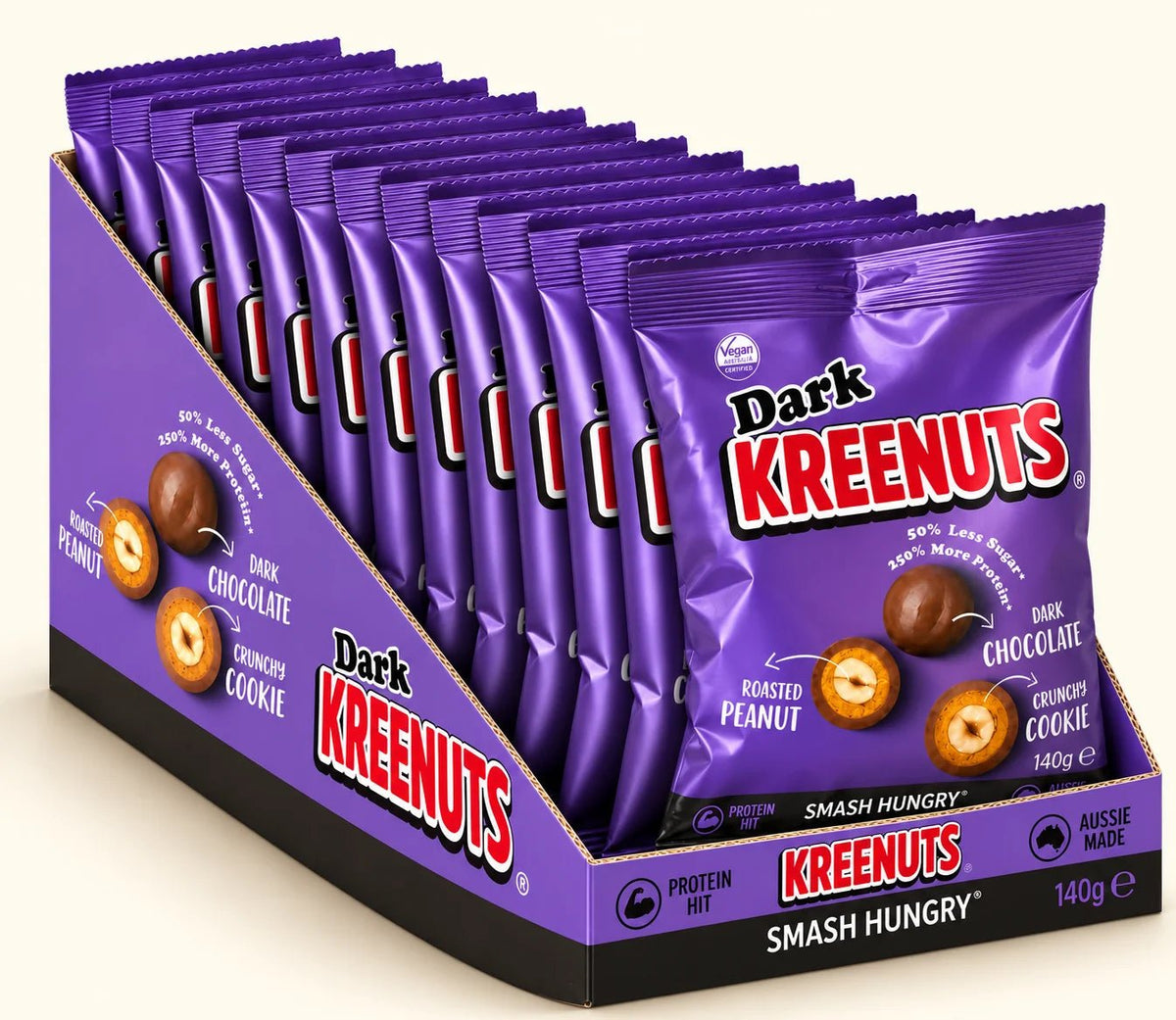 Dark Chocolate KREENUTS® carton of 12 × 140g share bags