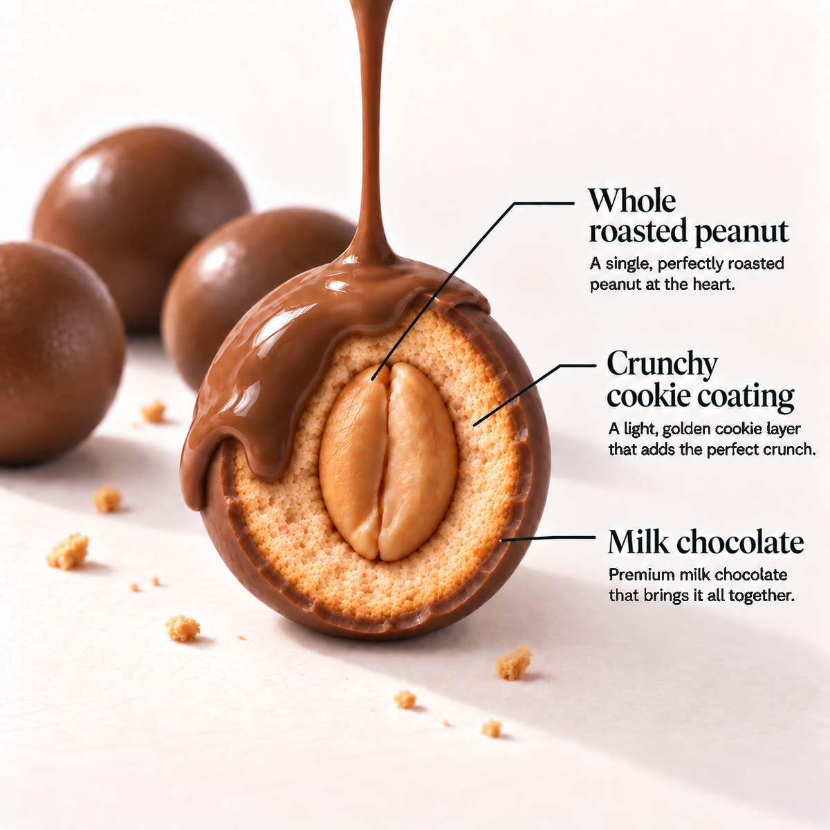 Milk Chocolate KREENUTS cross section explainer